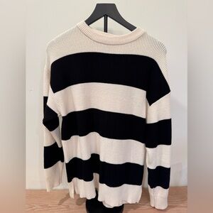 Zara Striped Black and Cream Sweater